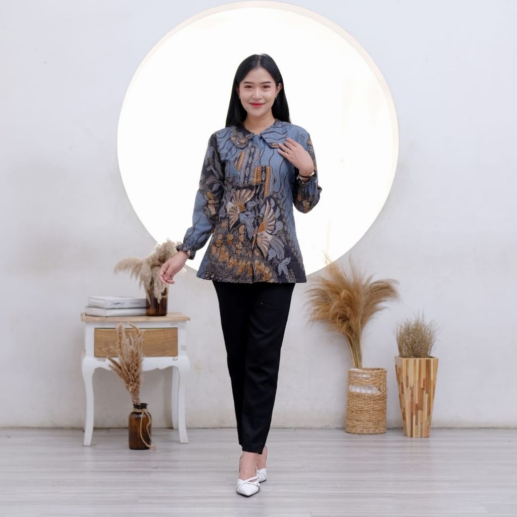 BLUS BATIK ATASAN WANITA ELEGAN MURAH ( blus batik atasan batik wanita bahan premium dan elegan )