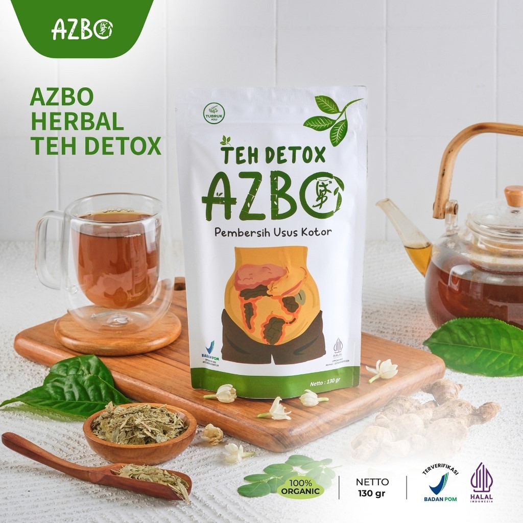 

AZBO Teh Detox Usus Kotor Sembuh Dari Penyakit Slimming Tea Herbal Tanpa Efek Samping Kemasan 130gr