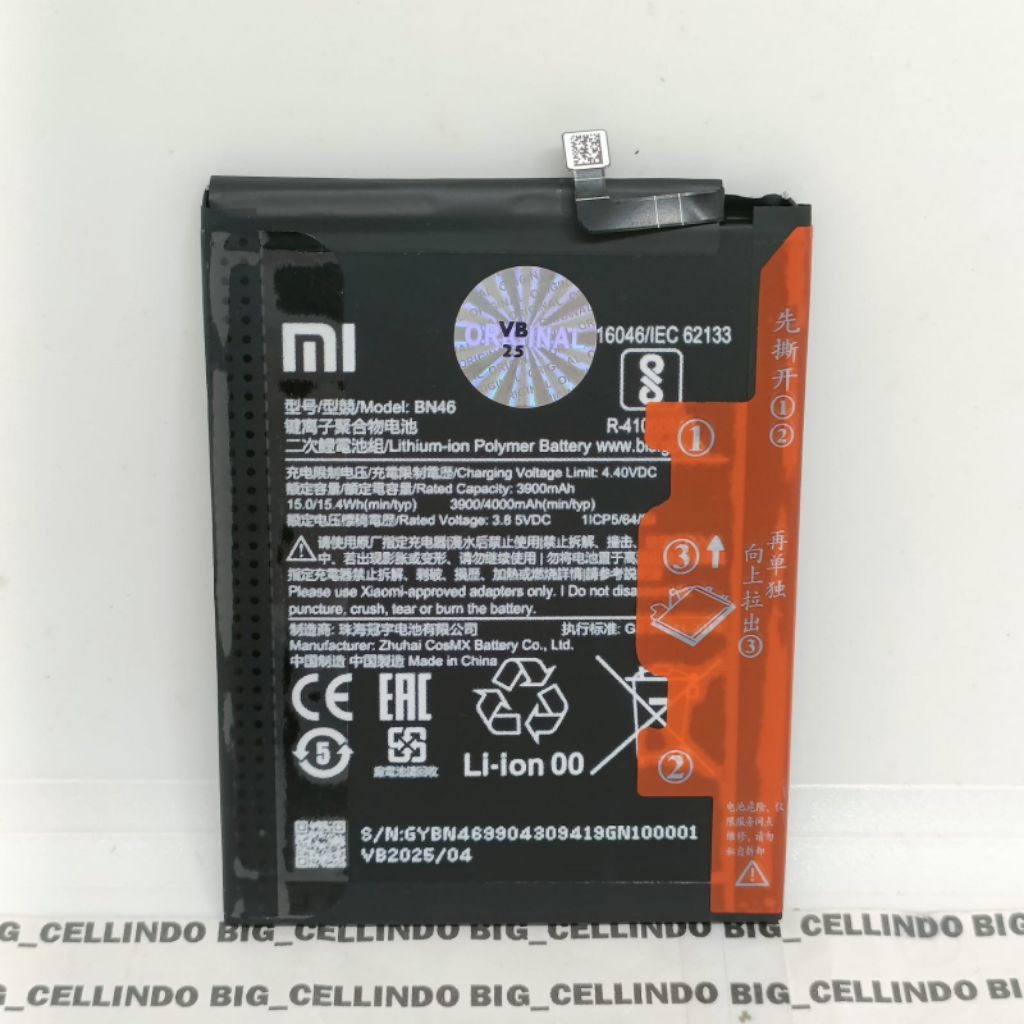 XIAOMI REDMI NOTE 8 BN46 BATRE BATERE BATRAI BATERAI XIOMI XIAOMI REDMI NOTE 8 BN46 BN-46 ORIGINAL