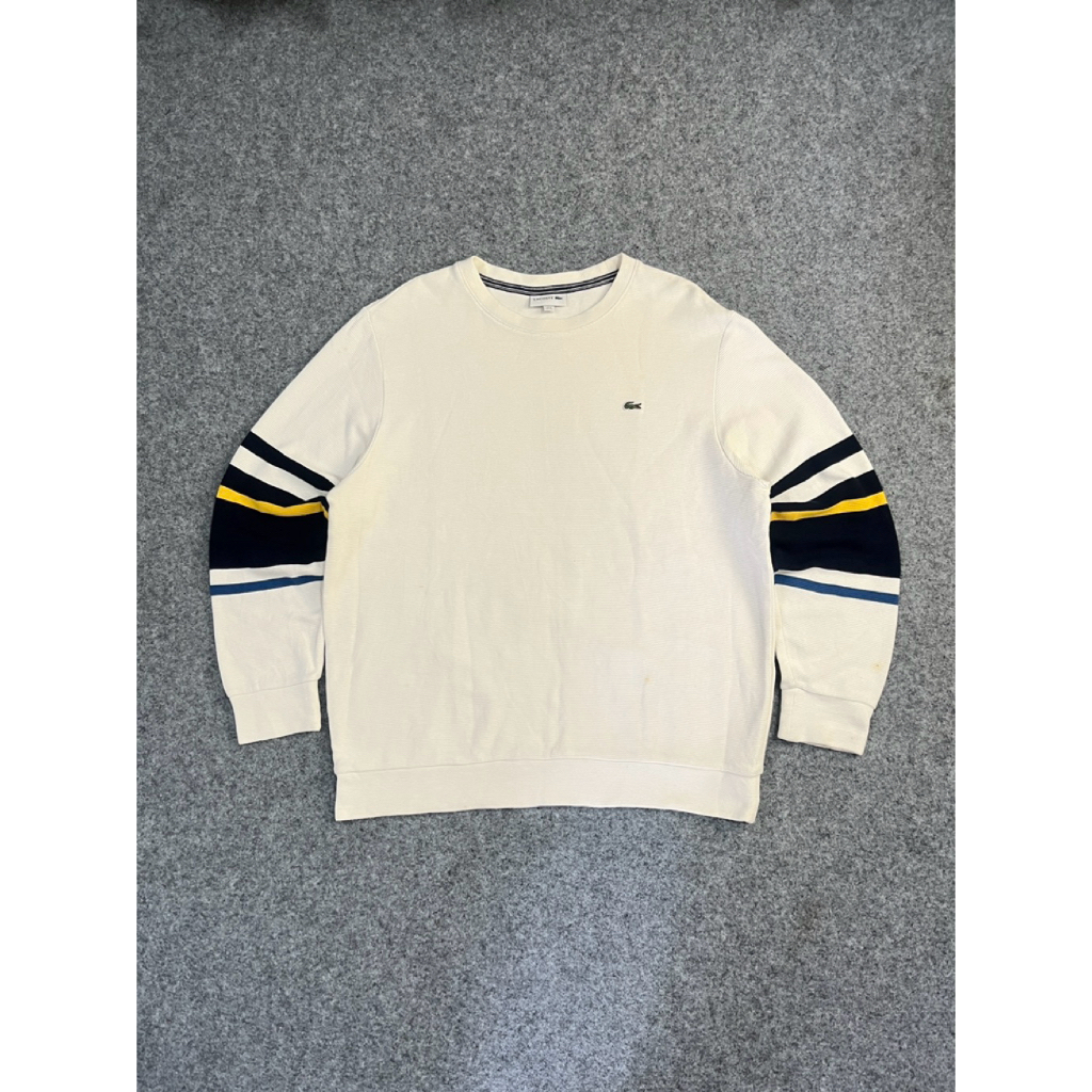 LACOSTE SMALL LOGO STRIPE CREWNECK SECOND