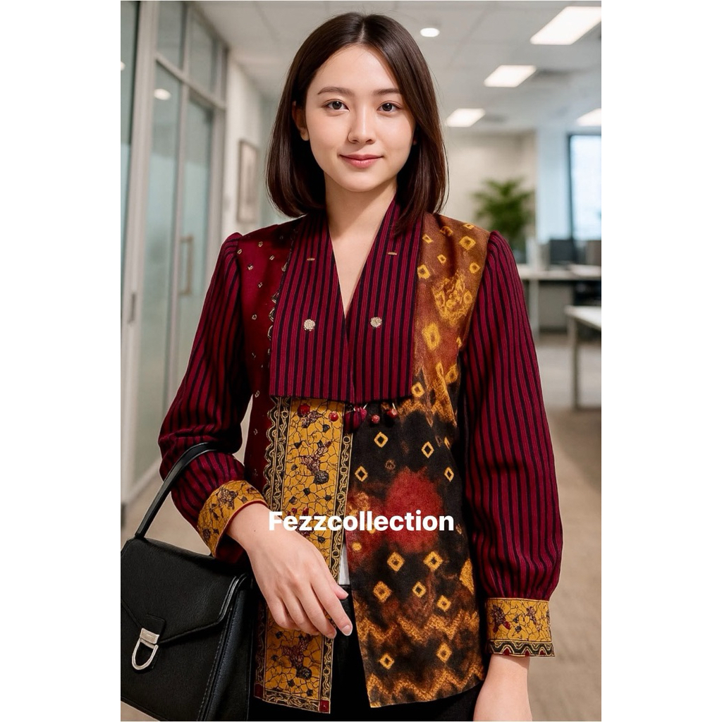 blazer tenun lurik kombinasi