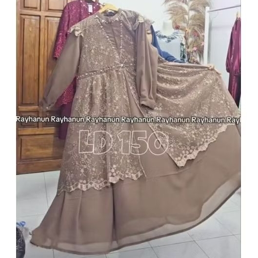 QUENAYA GAMIS BROKAT SUPER JUMBO RAYHANUN LD 90 _ Ld 120 130 140 150 160 170 180 200