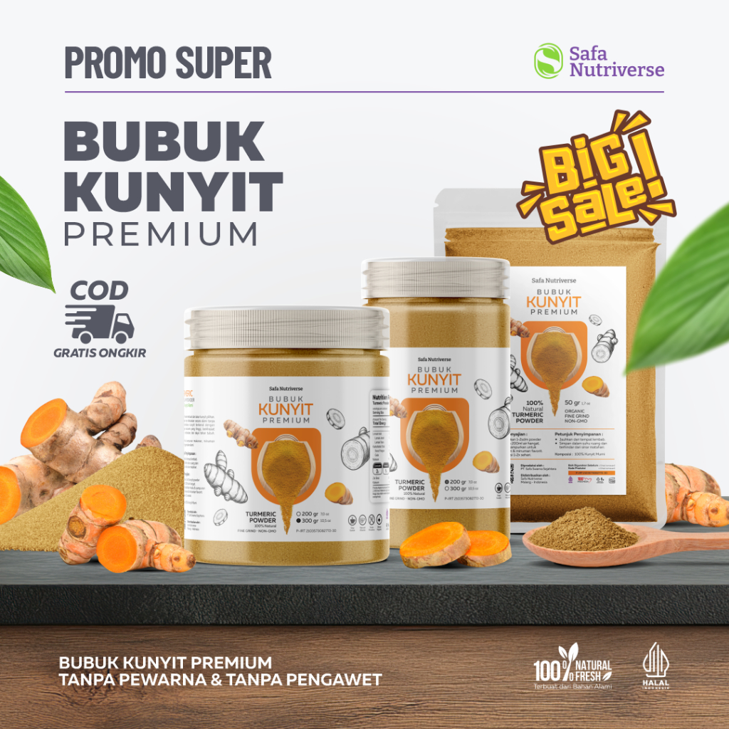 

Kunyit Bubuk Murni Kunyit Instan Turmeric Powder Alami 100%Original Tanpa Campuran Bahan Pokok Bumbu
