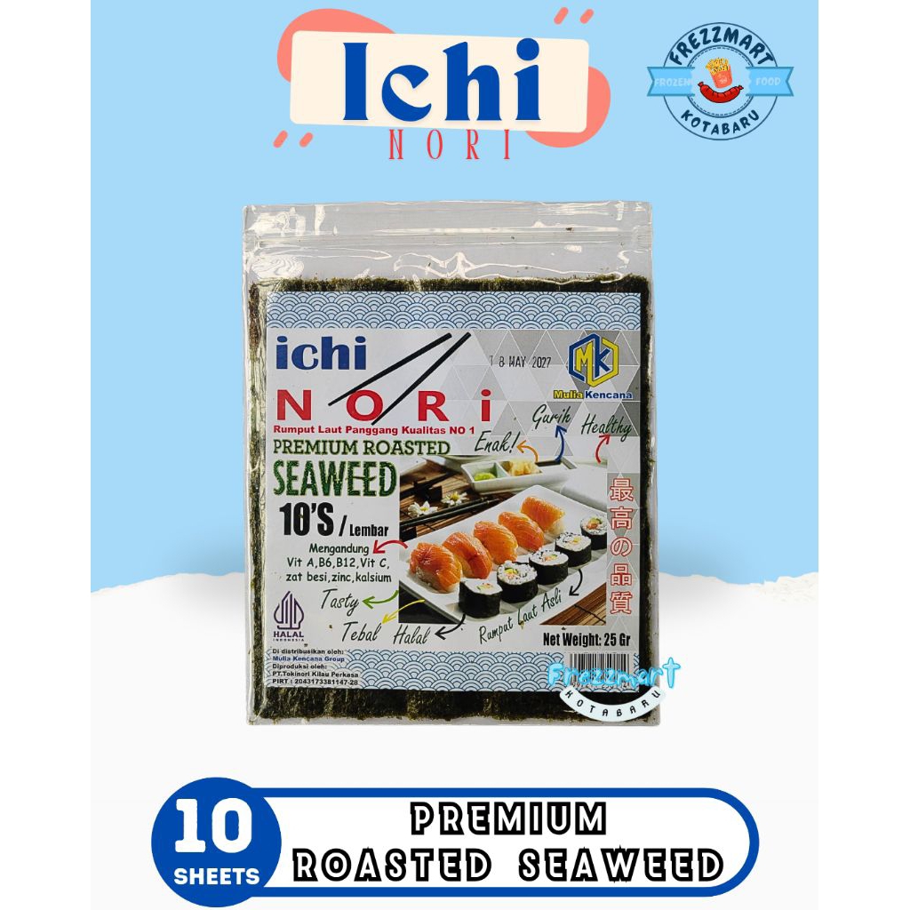 

ICHI NORI PREMIUM SUSHI 10 SHEETS LEMBAR Frezzmart Kotabaru