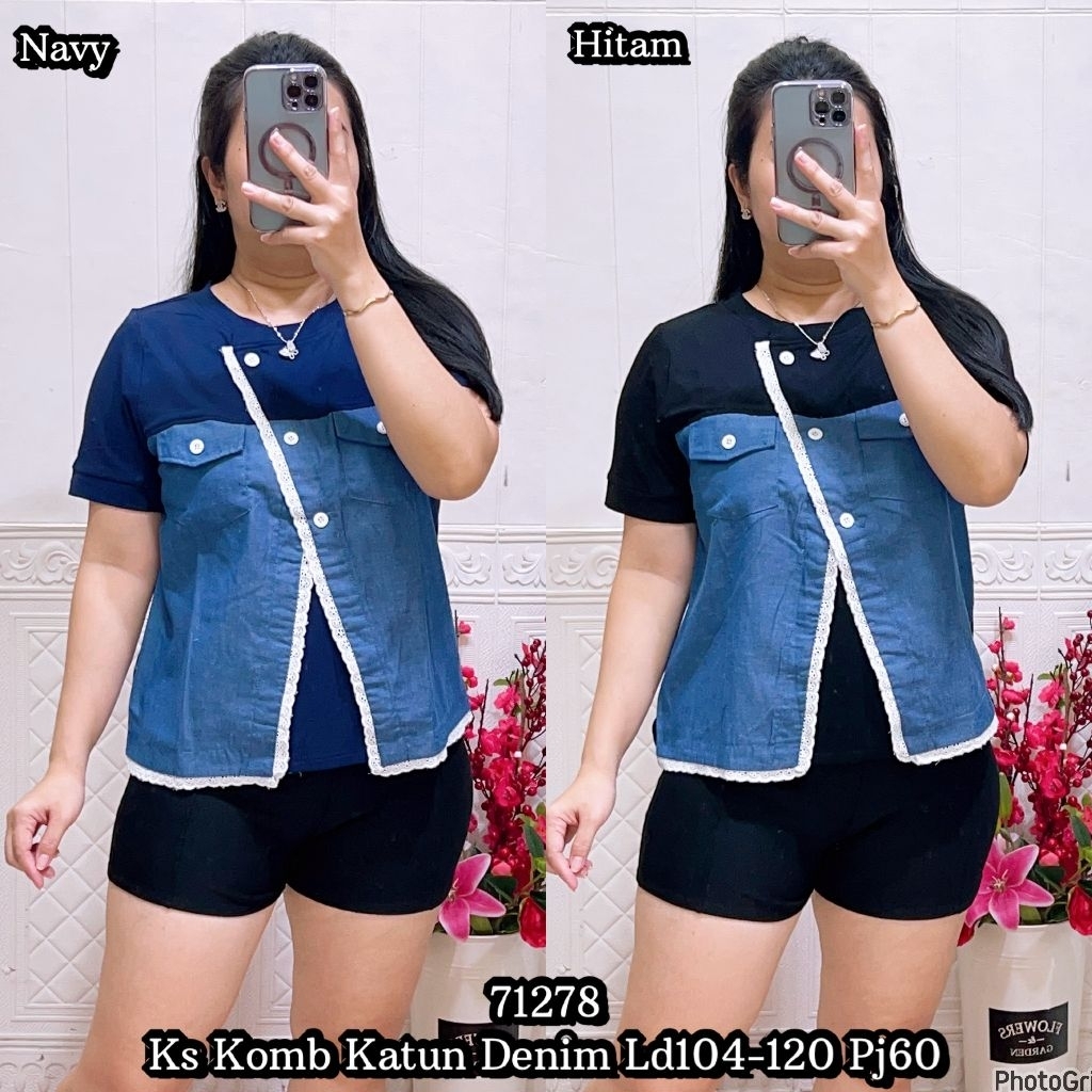 Lf 71278 Kaos wanita Denim