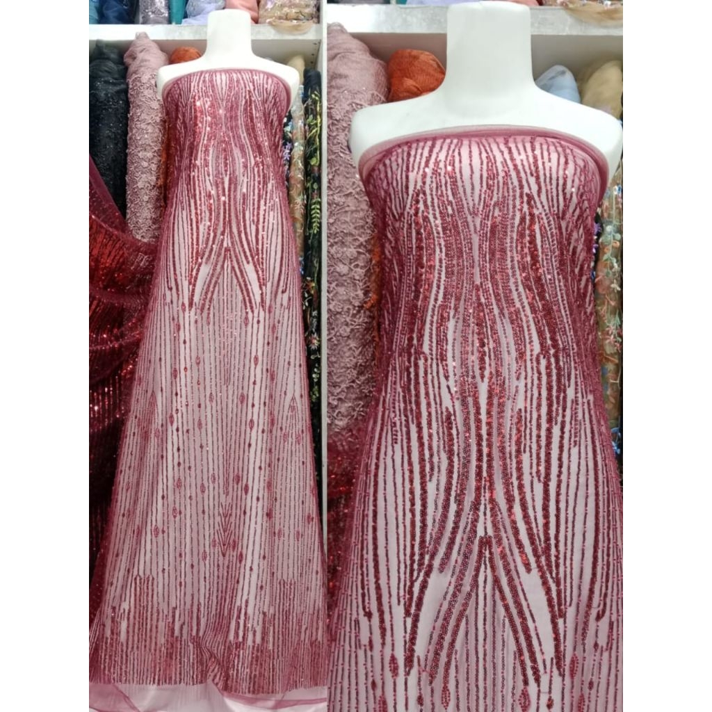 BAHAN/KAIN TILLE FULL PAYETAN MEWAH/KAIN TILLE FULL PAYETAN TERBARU