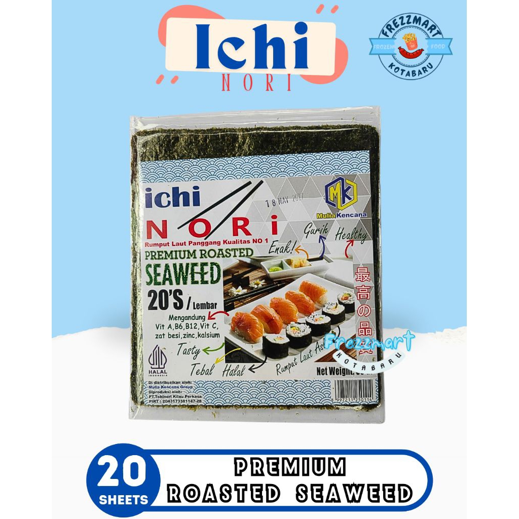 

ICHI NORI PREMIUM SUSHI 20 SHEETS LEMBAR Frezzmart Kotabaru