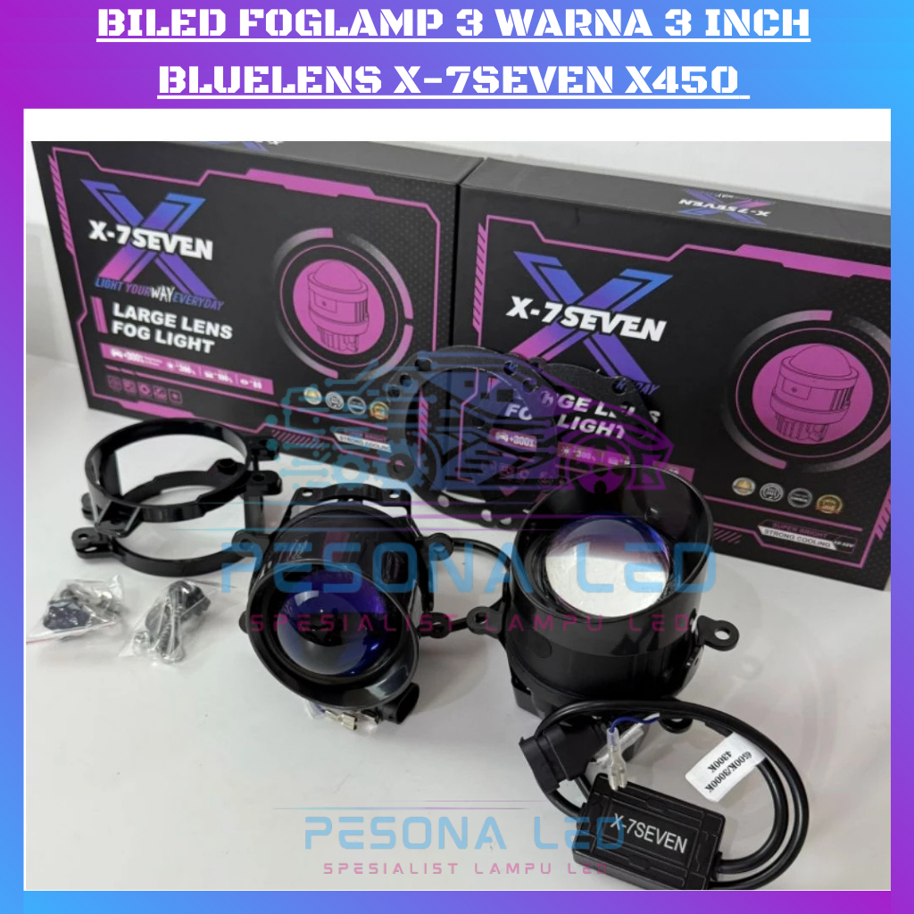 X-7SEVEN - ORIGINAL BILED FOGLAMP 3 WARNA 3 INCHI BLUELENS X-7SEVEN X450 BILED FOGLAMP