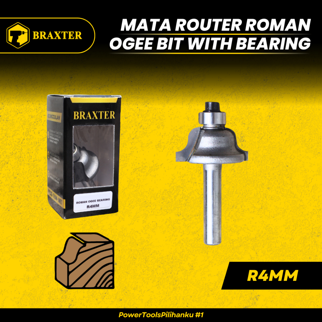 BRAXTER ROMAN OGEE BIT WITH BEARING Mata Profil / Trimmer / Router Kayu TCT