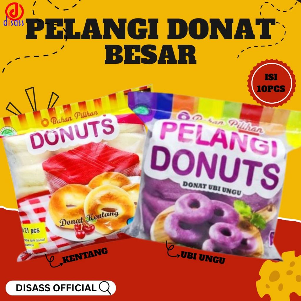 

PELANGI DONUTS - DONAT KENTANG / DONAT UBI UNGU BESAR ISI 10PCS + GULA HALUS - DISASS JOGJA