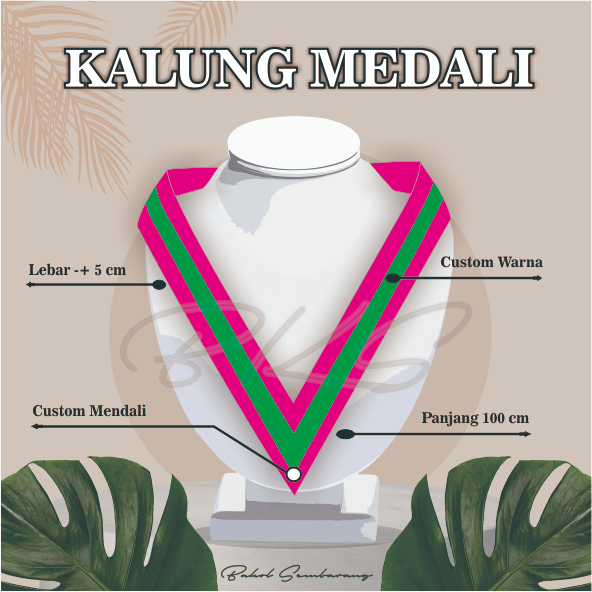 KALUNG GORDON/MEDALI/WISUDA CUSTOM PINK STRIP HIJAU