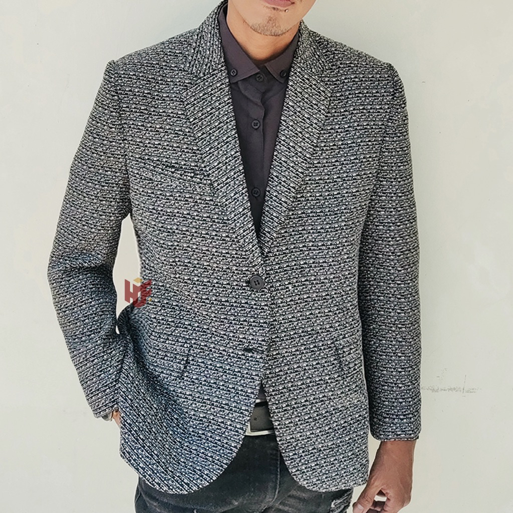 Sevenfour Jas blazer pria slimfit motif Tweed twotone