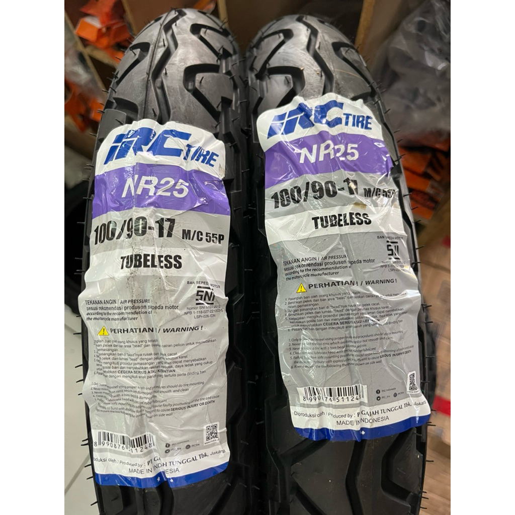 Ban Luar Ring 17 IRC 100/90-17 NR 25 (Tubeless) / Ban Motor Verza Belakang