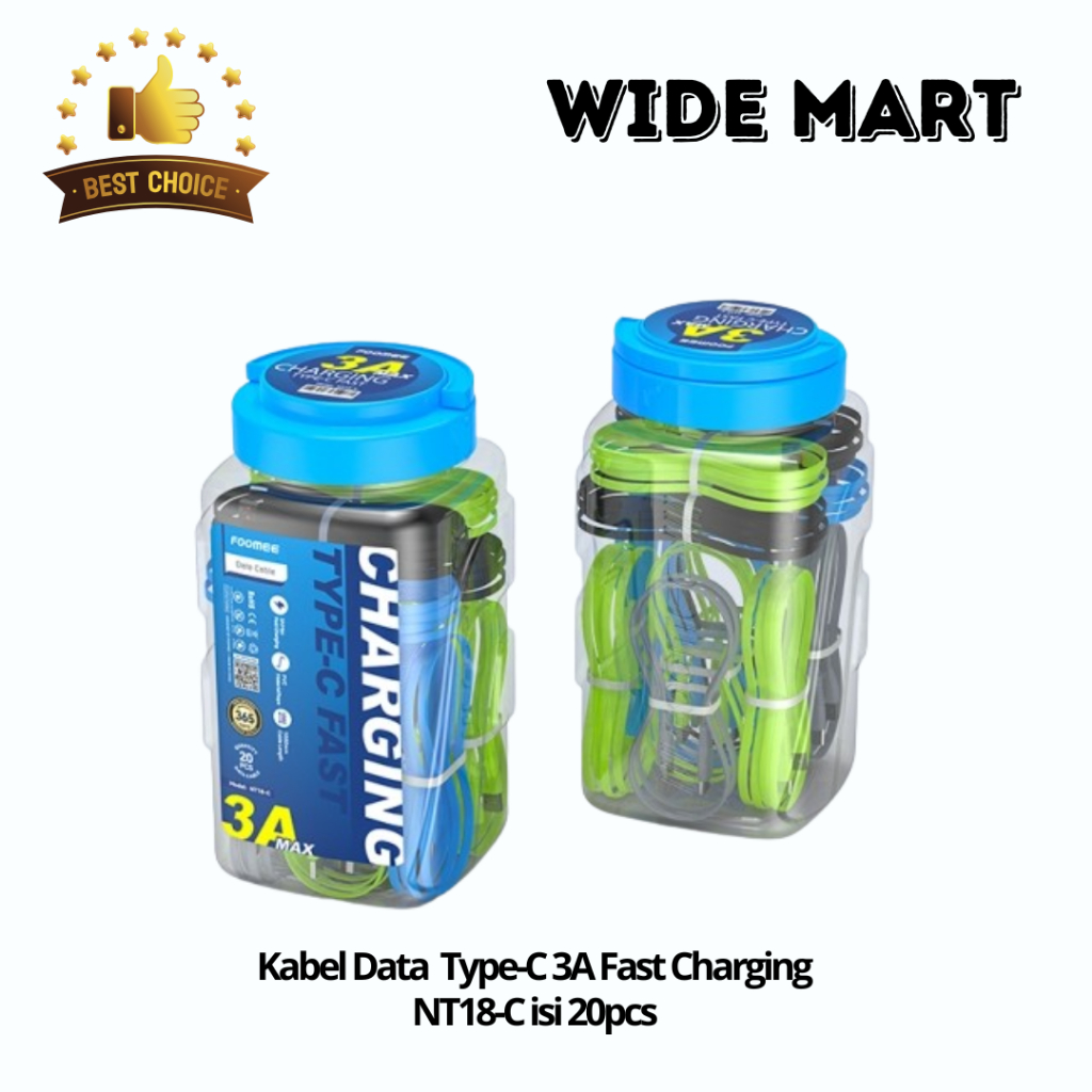 Foomee Data Cable Type-C NT18-C isi 20pcs / Kabel Data Toples Type-C NT18-C