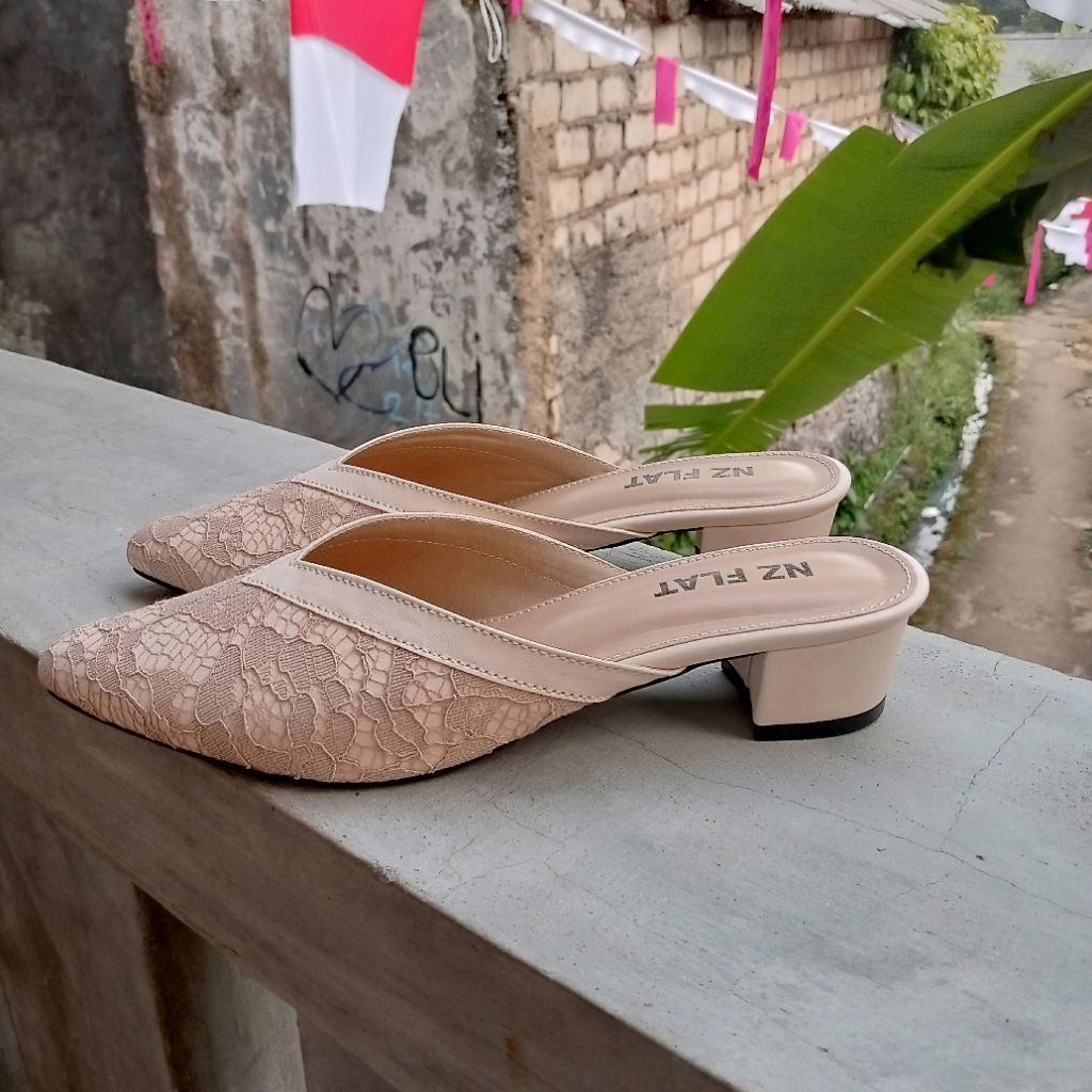 Heels brukat pesta wanita 3cm