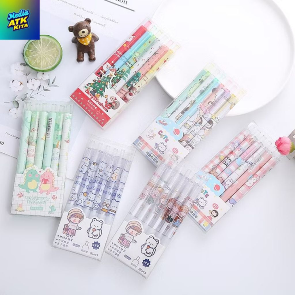 

Pulpen Tinta Hitam Karekter 0.5mm 1 Set (6 Pcs)