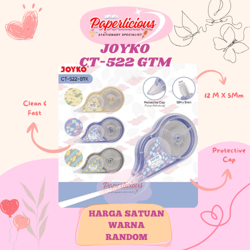 

1 PCS Joyko Correction Tape CT-522-BTK12M X 5mm Eceran Gambar Random