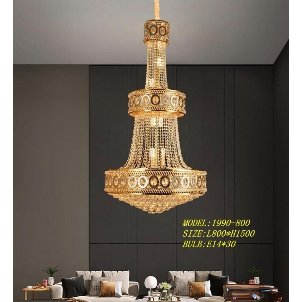 Lampu Gantung Hias Void Kristal Klasik Modern Chandelier Diameter 80x150 Cm Mewah