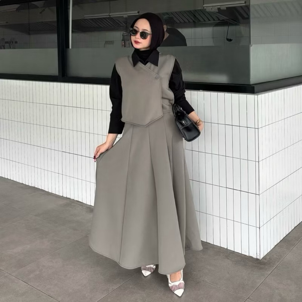 Naumi Vest Set - One Set Blazer Wanita - Setelan Rok Wanita - Panjang - One Set Rok