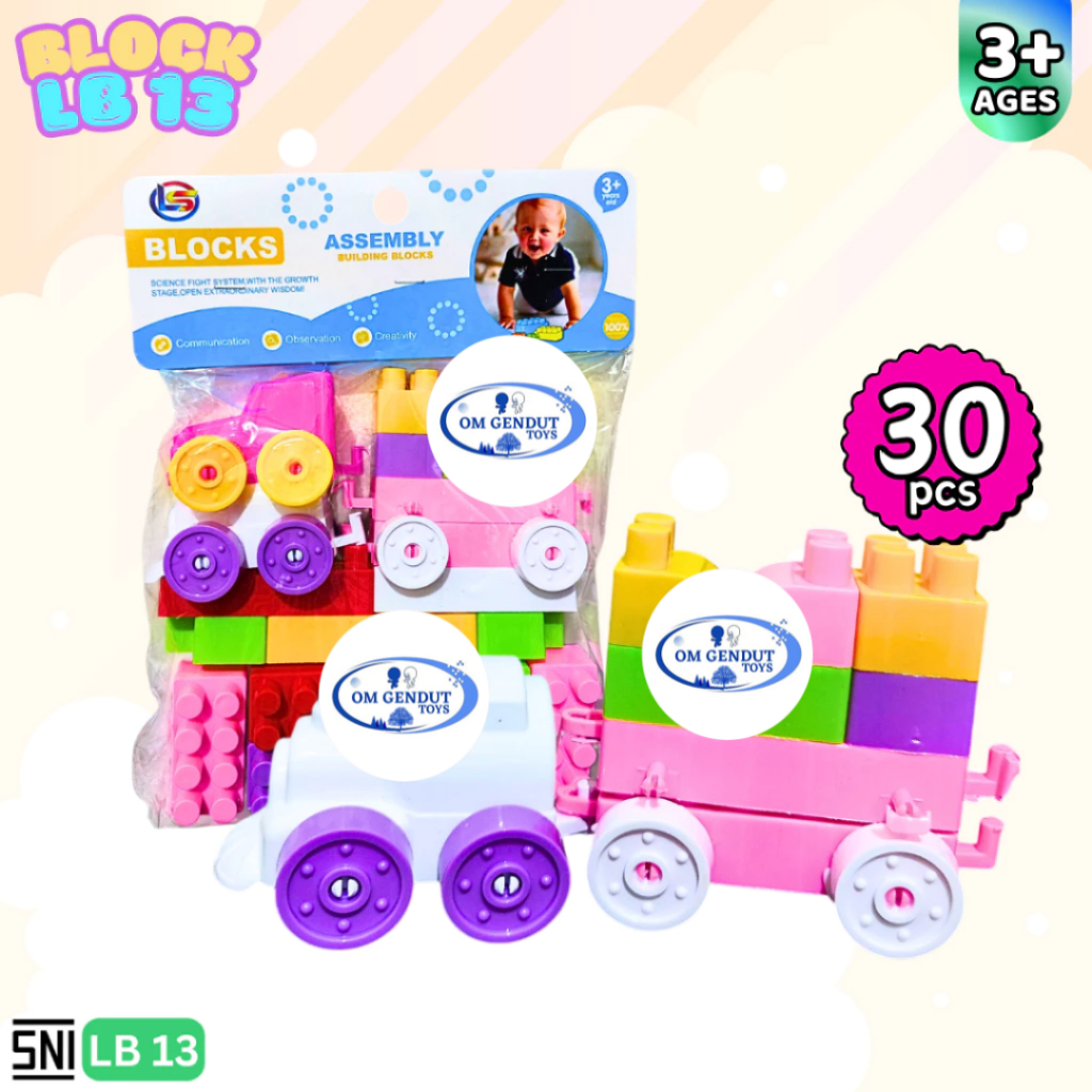 OG Mainan Building Block Assembly Kereta isi 30pc LB13