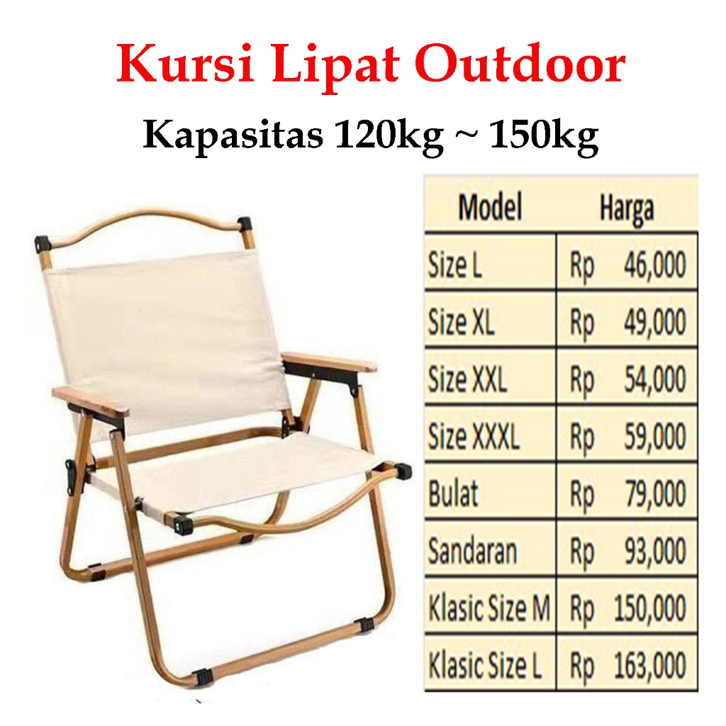 Kursi Lipat Kermit Dengan Gagang Kayu Kursi Camping outdoor Kermit Folding Chair Oxford 600D