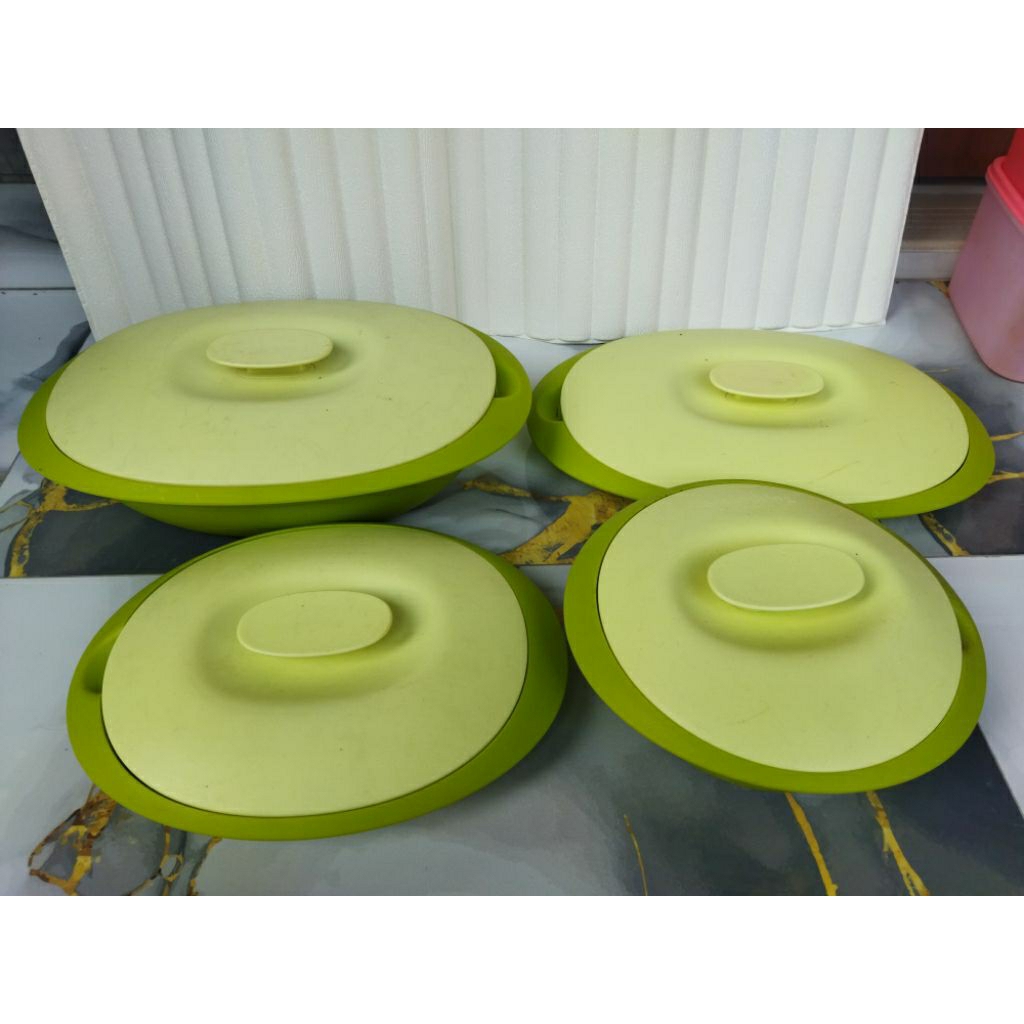 set atau satuan wadah saji makanan blossom 390ml, 600ml, 900ml dan 1,8liter tupperware second prelov