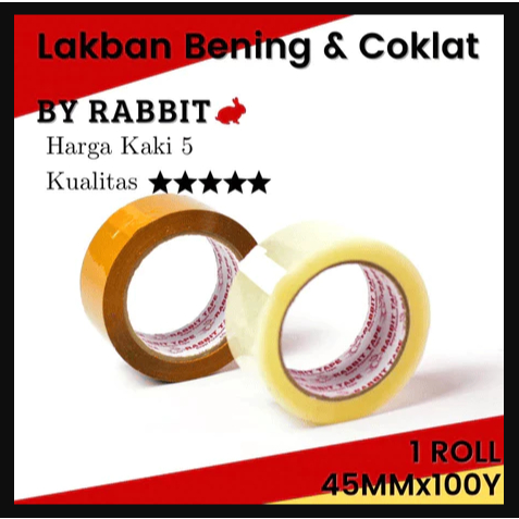 

Rabbit Lakban Bening / Coklat 45mm x 100 yard