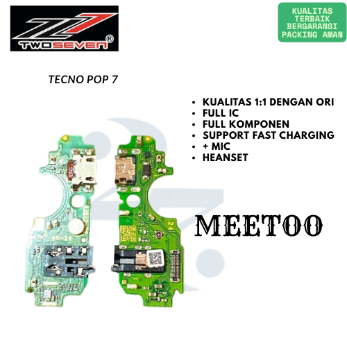 Papan Cas Tecno Pop 7 Pcb Board Heanset Mic Full Ic Komponen Meetoo