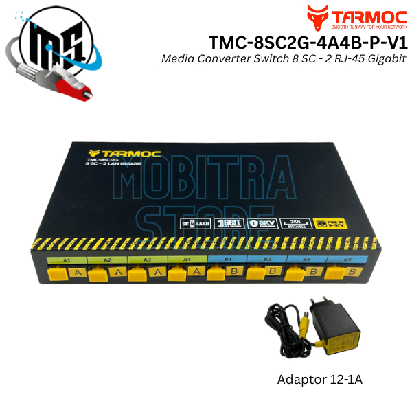 Tarmoc TMC-8SC2G-4A4B-P-V1 | Media Converter Switch 8SC 2LAN / 8 SC 2 LAN Gigabit POE IN 9-57 Volt |