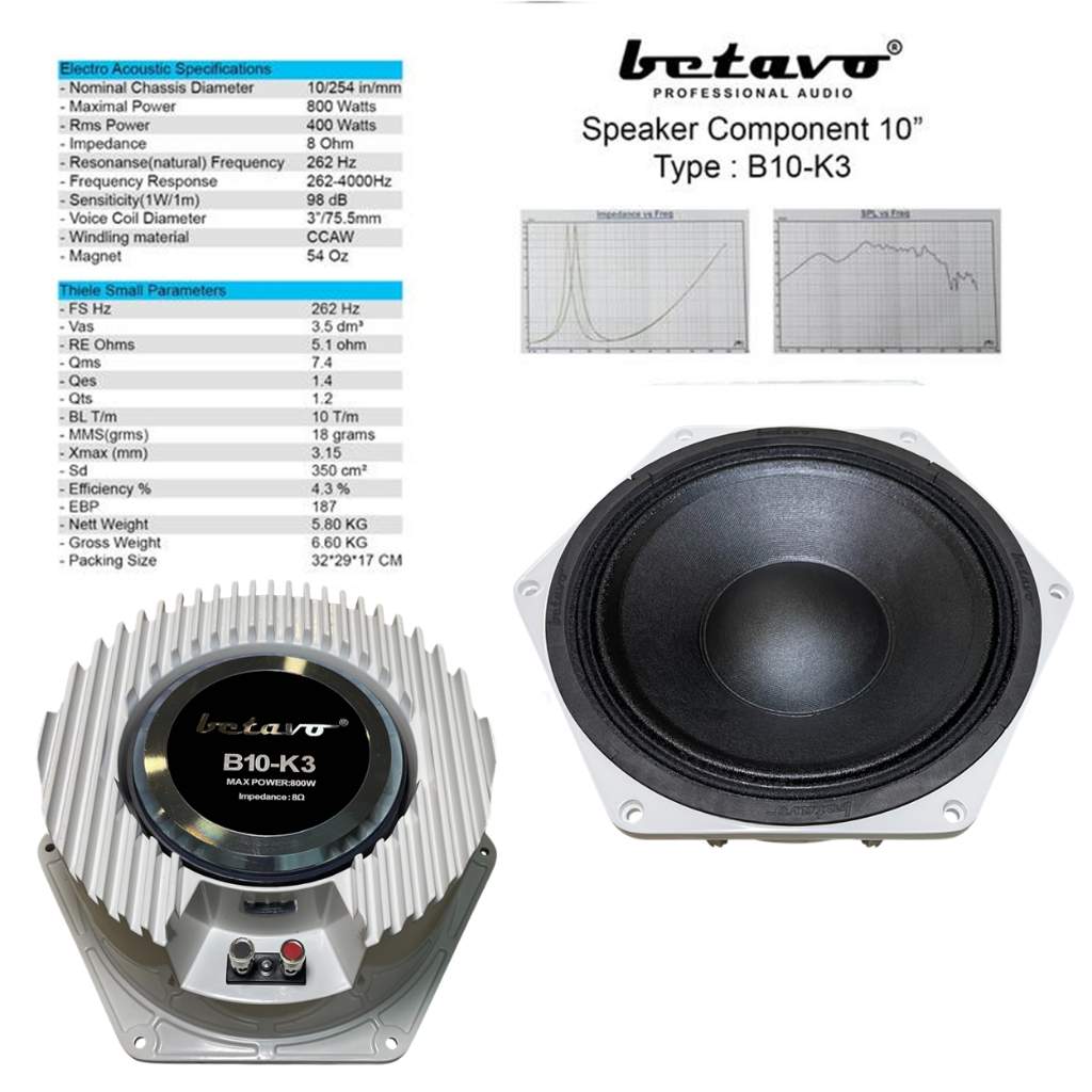 Speaker Component Betavo B10 - K3 Max Power 800W