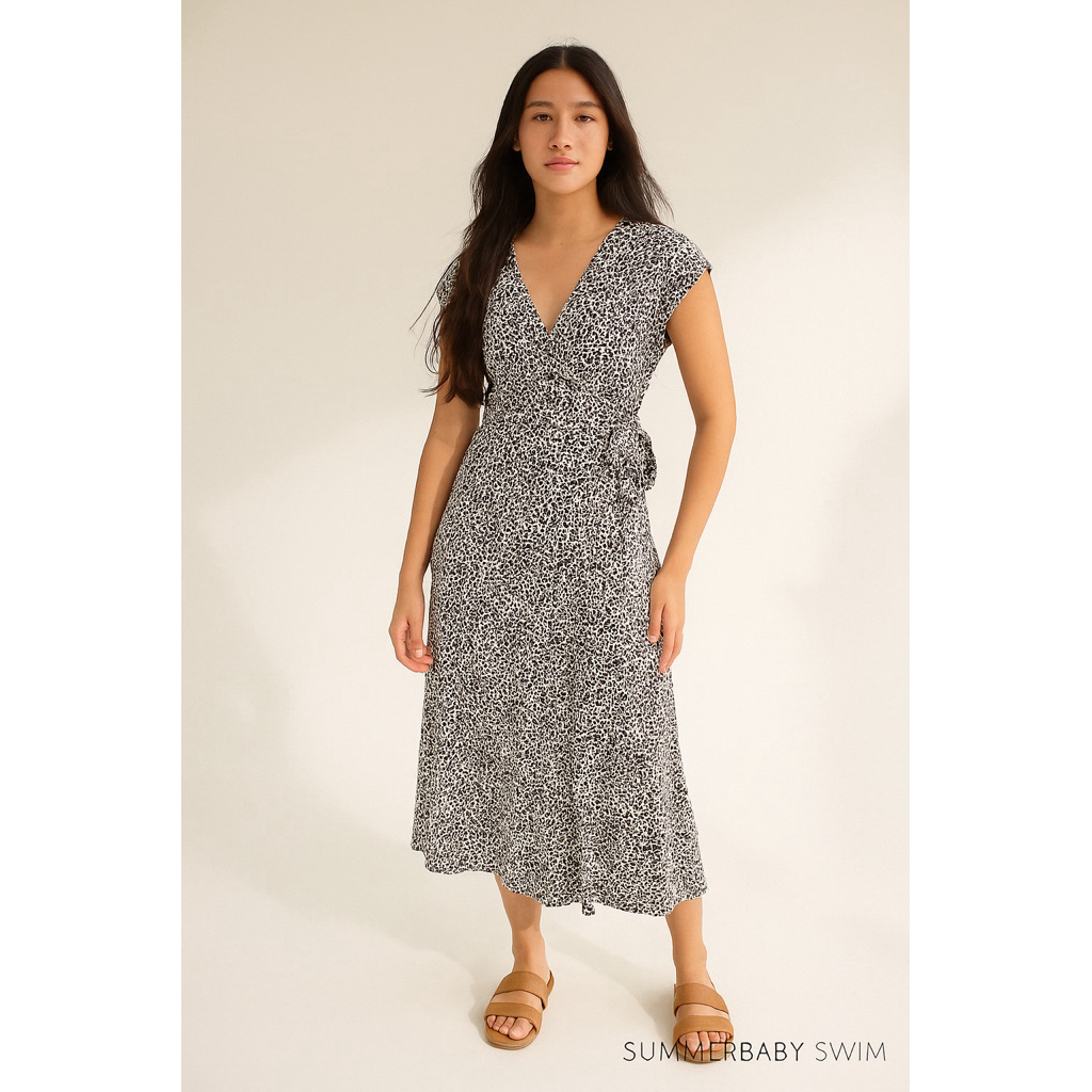 bali beach dress leopard wrap dress