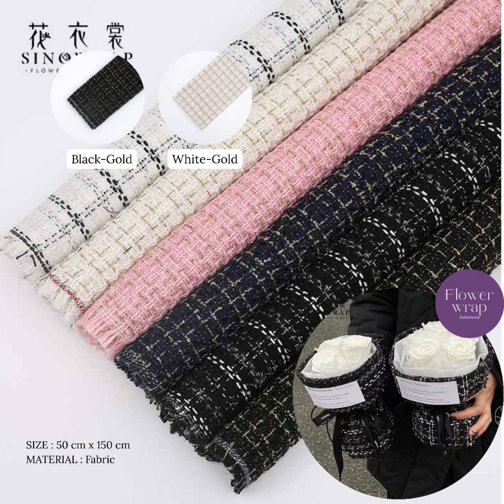 Wrapping korean tweed bahan kain Mesh chanel