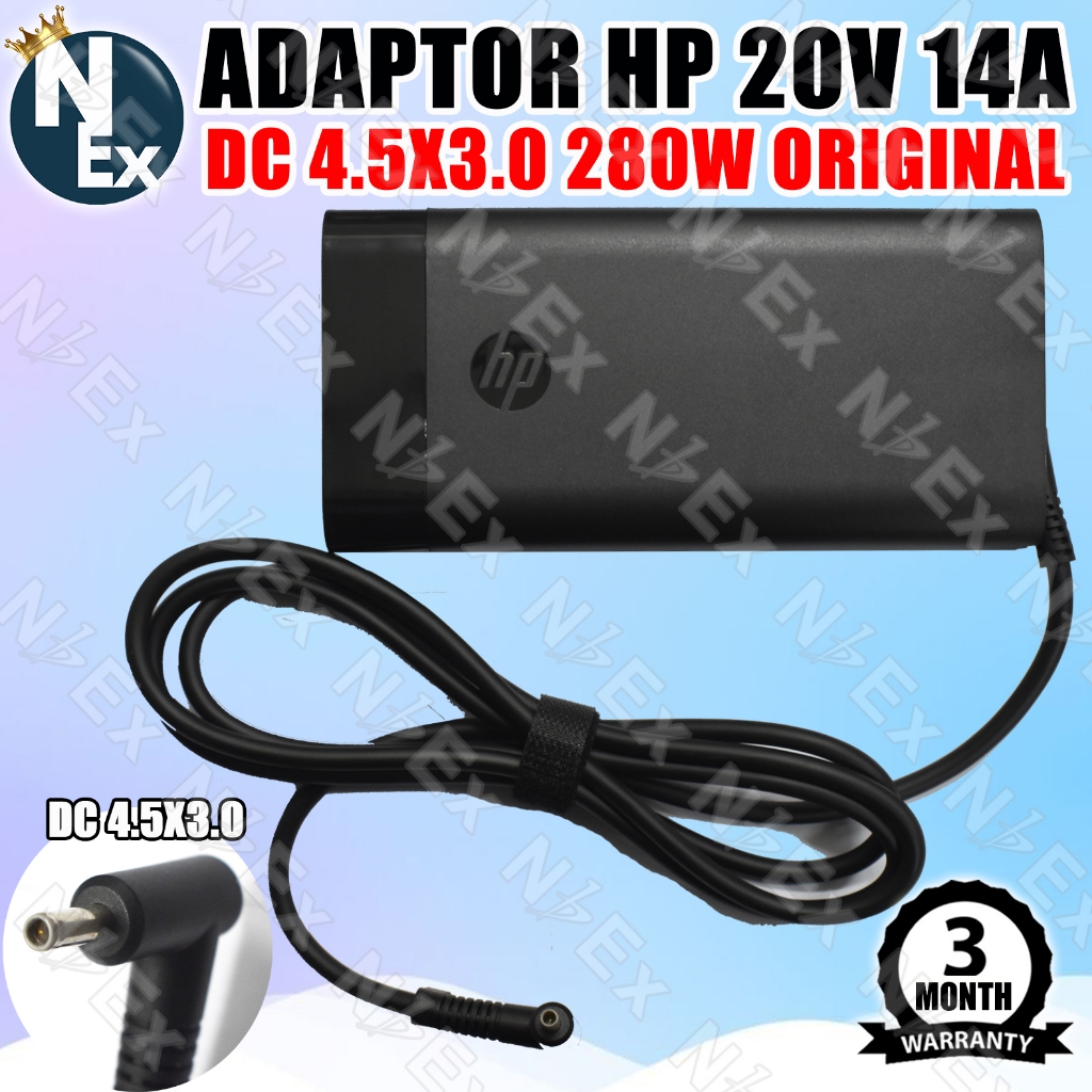 ADAPTOR HP 20V 14A ORIGINAL DC 4.5x3.0 280W untuk ZBook Fury G9 & OMEN by HP Laptop 16t-k000
