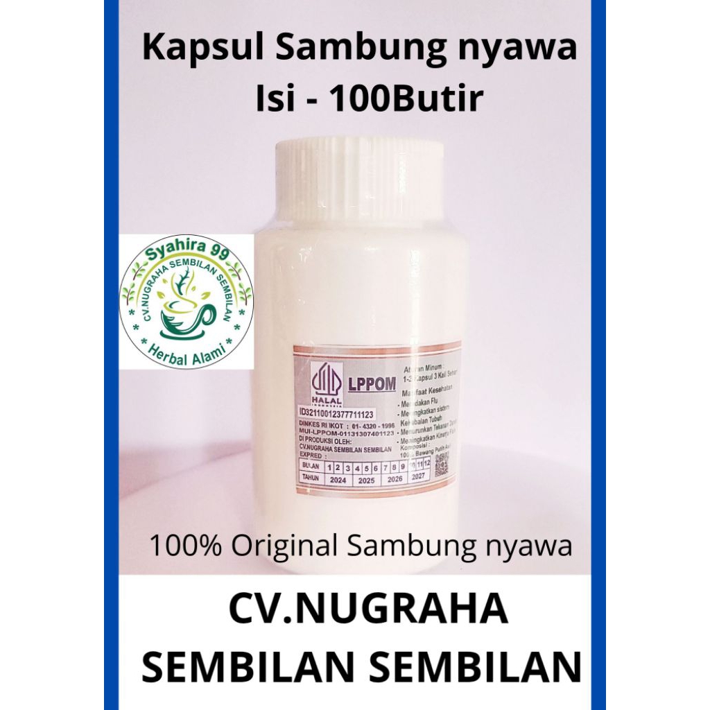 

KAPSUL HERBAL ALAMI DAUN SAMBUNG NYAWA ISI 100 BUTIR KEMASAN BOTOL PUTIH
