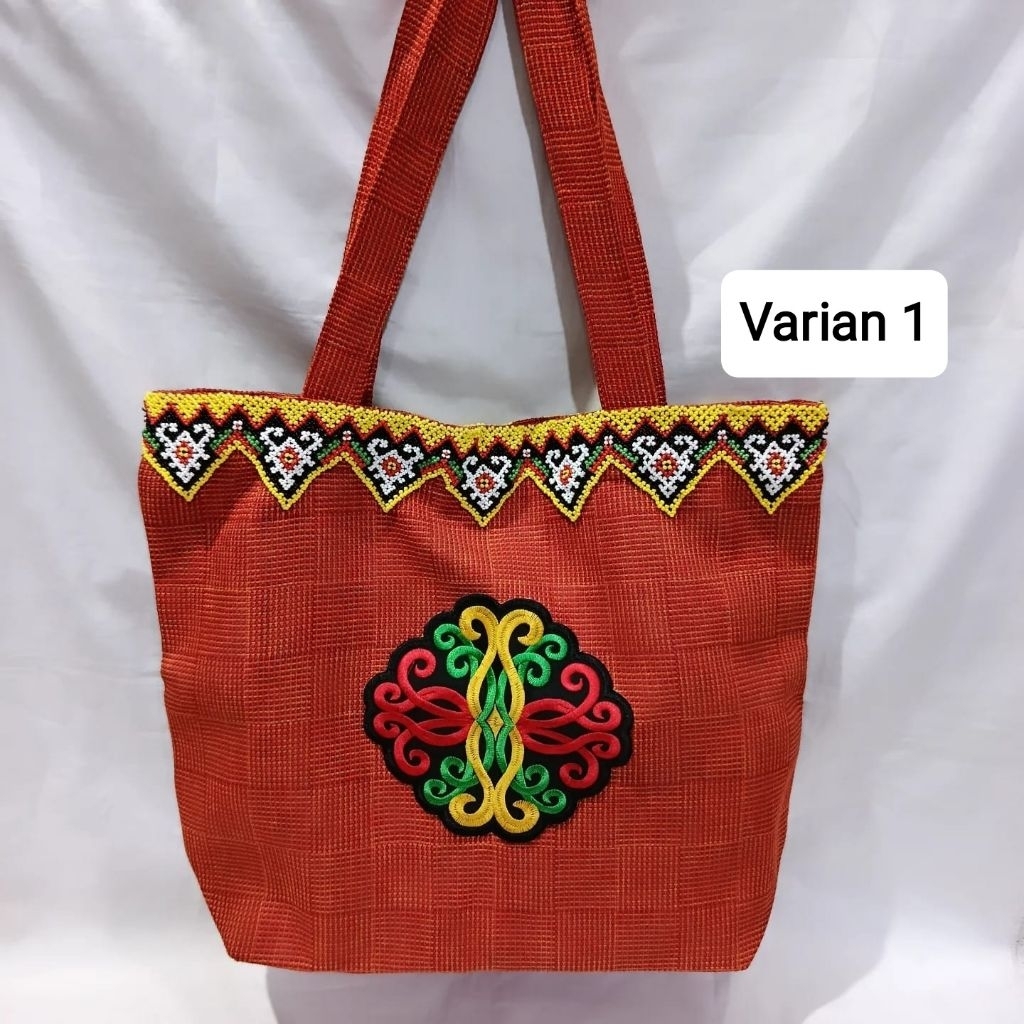 tas tote bag gail goni etnik kombinasi manik dayak kalimantan