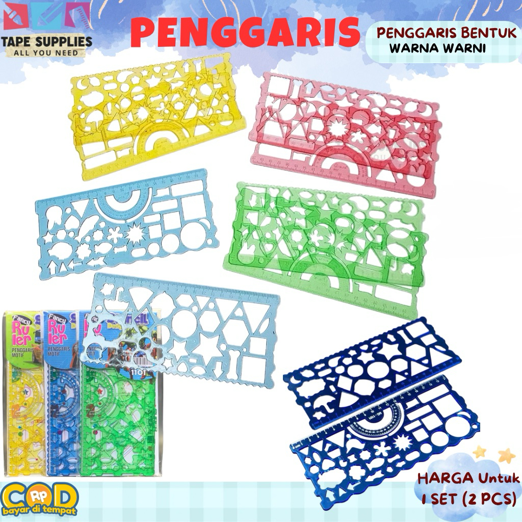 

Penggaris Bentuk Motif Warna-Warni – Ruler Set 2 Pcs untuk Anak Sekolah & Belajar