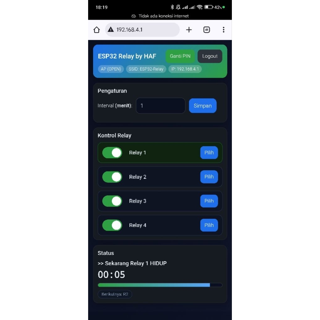 sketch relay 4 channel - ESP32