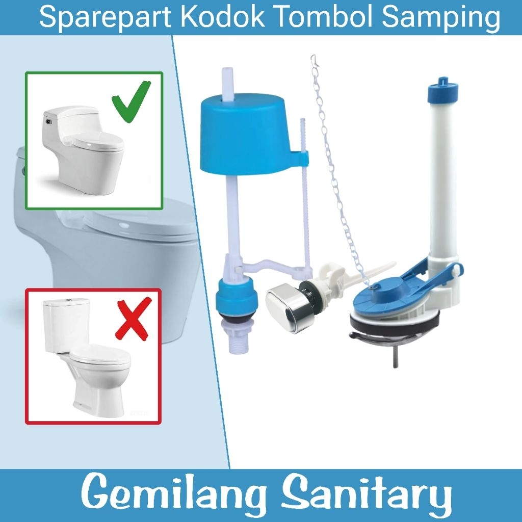 PEMBILAS KODOK | SPAREPART CLOSET DUDUK SATU SET ALAT KLOSET DUDUK TOMBOL SAMPING