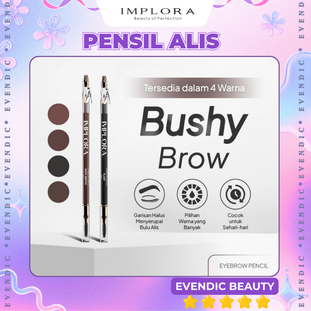 100% Original Pensil Alis Implora / Celak / Eyebrow Pencil  / Softbrow Brown / Dark Brown / Grey Brown / Silver / Black