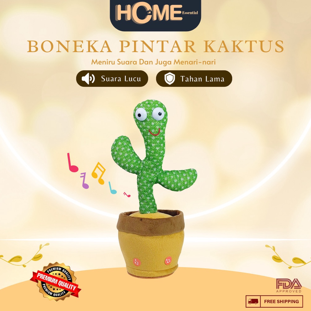 Dijamin puas HE Home Essential Cactus Toy Boneka Pintar Kaktus Dancing Cactus LED ORIGINAL