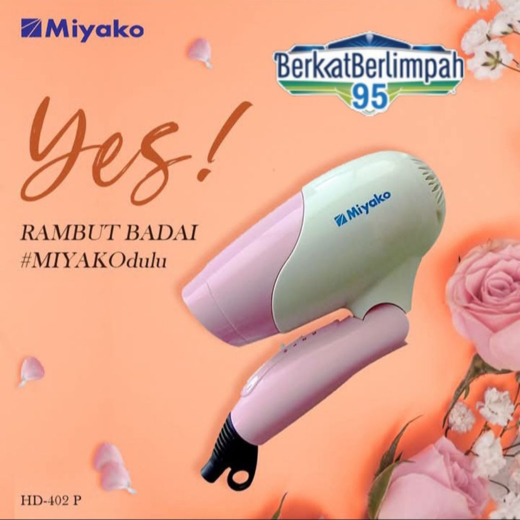 MIYAKO HD-402 P (100% ORI) Hair Dryer Pengering Rambut 400W