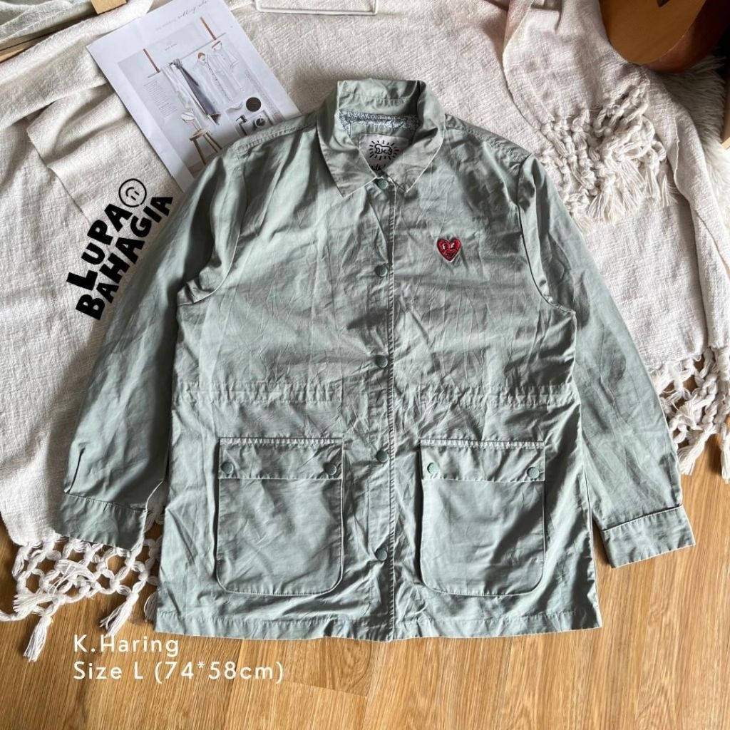 KEITH HARING Ijo Tosca Windbreaker Parka Jaket size L | 100% original