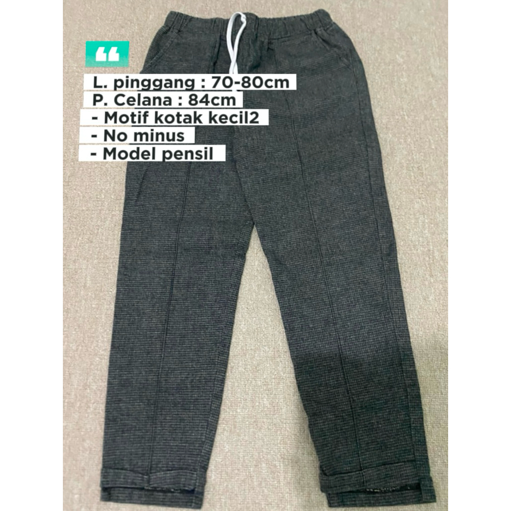 [preloved] Celana model pensil kotak-kotak kecil