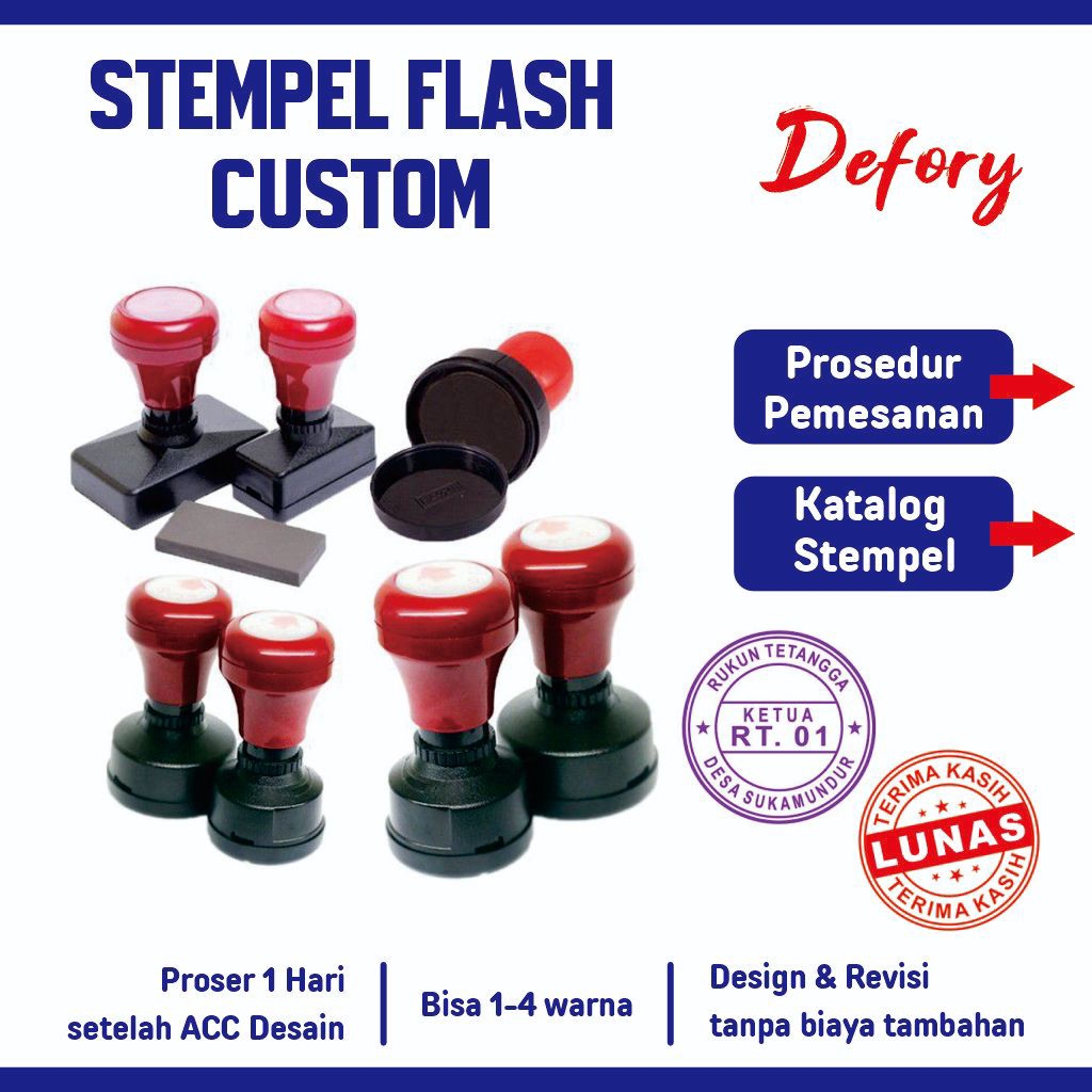 

STEMPEL FLASH CUSTOM - FREE DESAIN - 1 HARI JADI