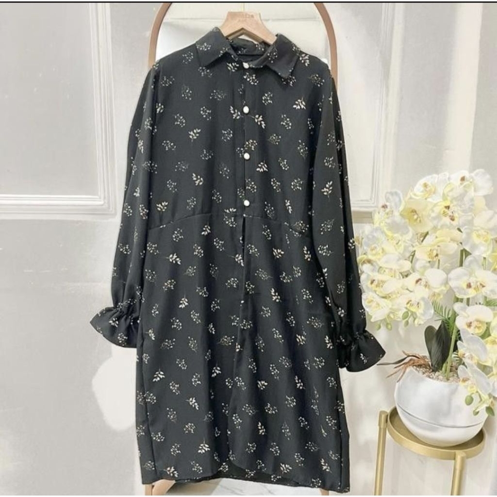 Tunik Motif Bunga Rayon Premium – Tunik Wanita Longgar Busui Friendly Adem