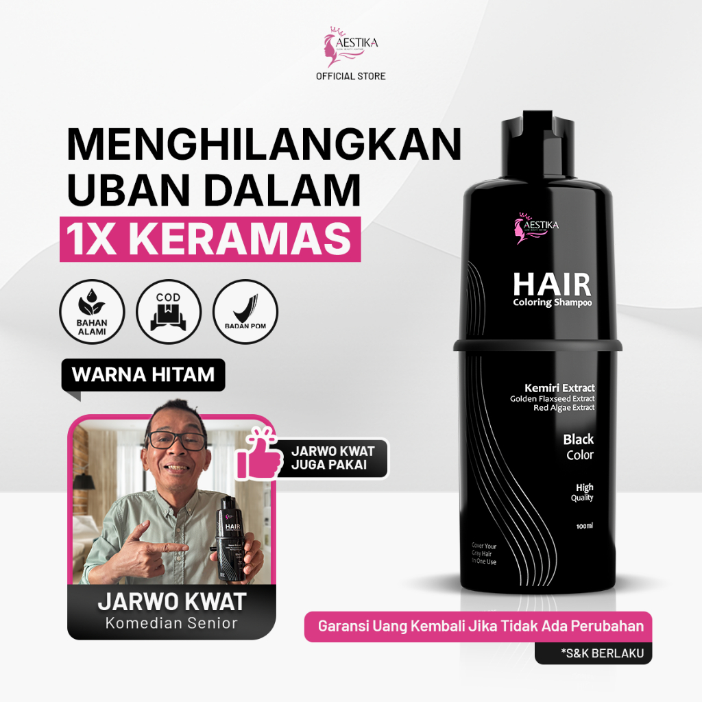Aestika Hair Coloring Shampo (Black)  - Shampoo penutup uban 1x Keramas Free Amonia