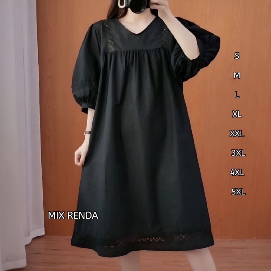 Faeza Collection Atasan Jumbo Savira Midi Dress Polos Crinkle Baju OverSize Baju BigSize