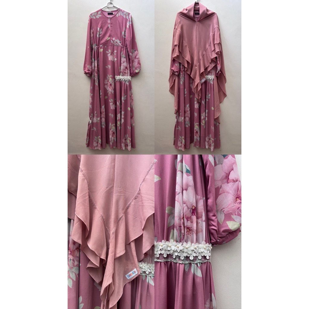 PRELOVED - Set Gamis Zahwazee + Khimar Sarkis