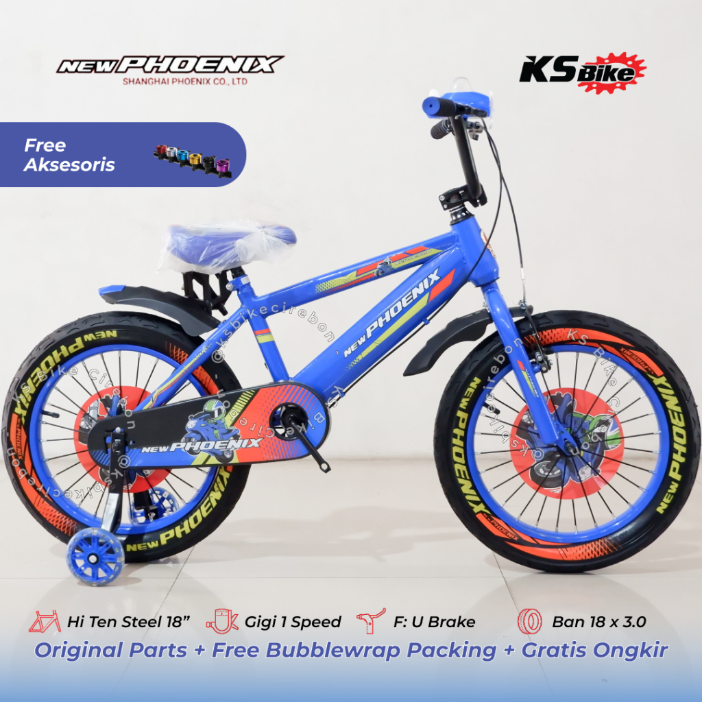 Sepeda BMX 18 New Phoenix 2203-3 Hi Ten Steel Rem V Brake Sepeda Anak Laki Laki Cowo Umur 4 5 6 Tahu