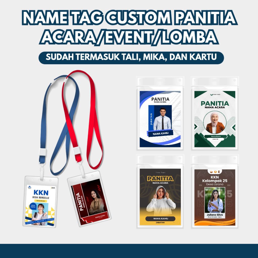 ID CARD PANITIA ACARA LOMBA / NAME TAG PANITIA ACARA LOMBA/EVENT/KKN CUSTOM FOTO/ DESAIN/ TULISAN
